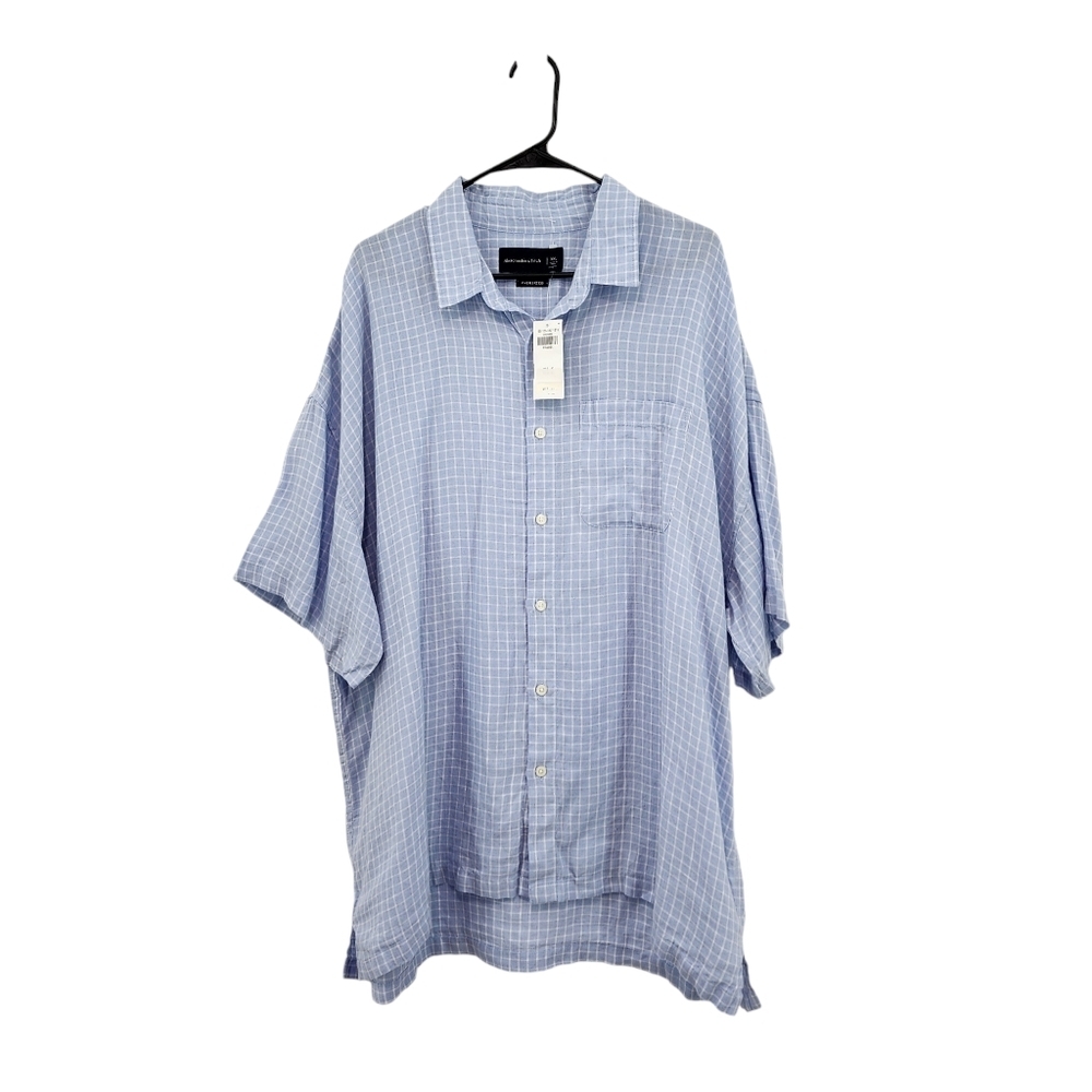 Abercrombie & Fitch Men's 100% Linen Oversized Gingham Pocket Shirt - XXL